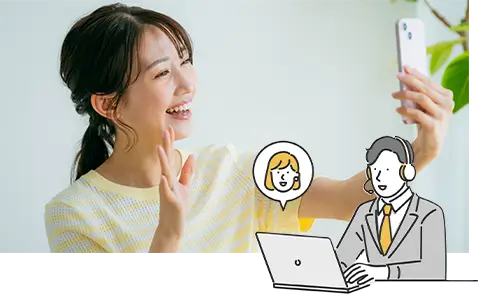 ライブ配信する女性